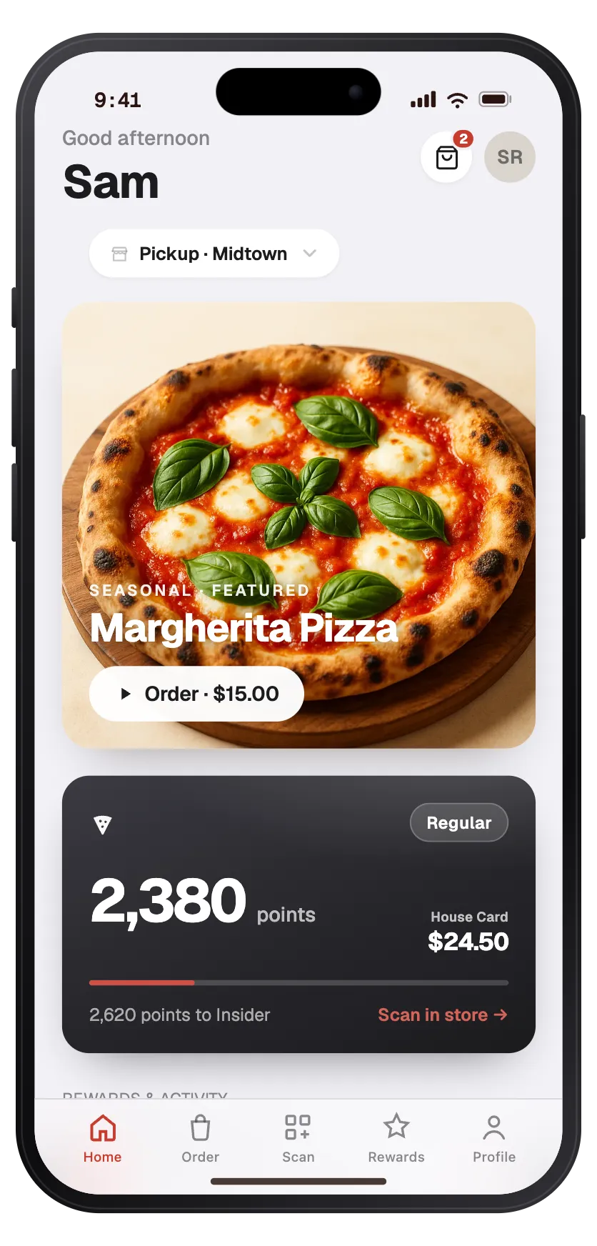 The pizza brand, refined — editorial calm