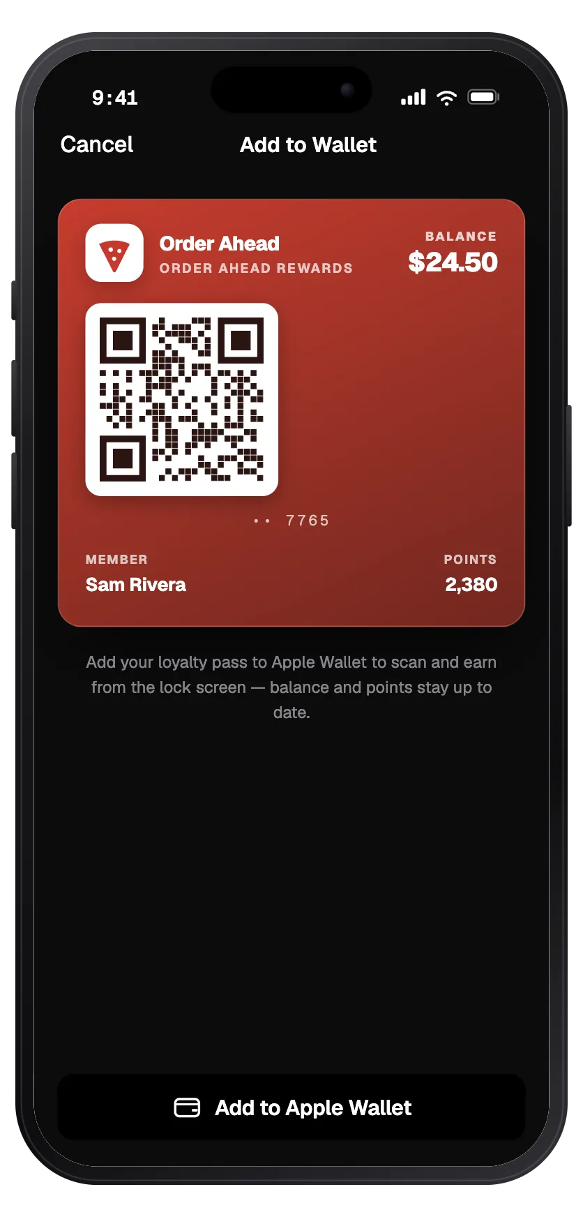 The brand-drawn Apple Wallet pass